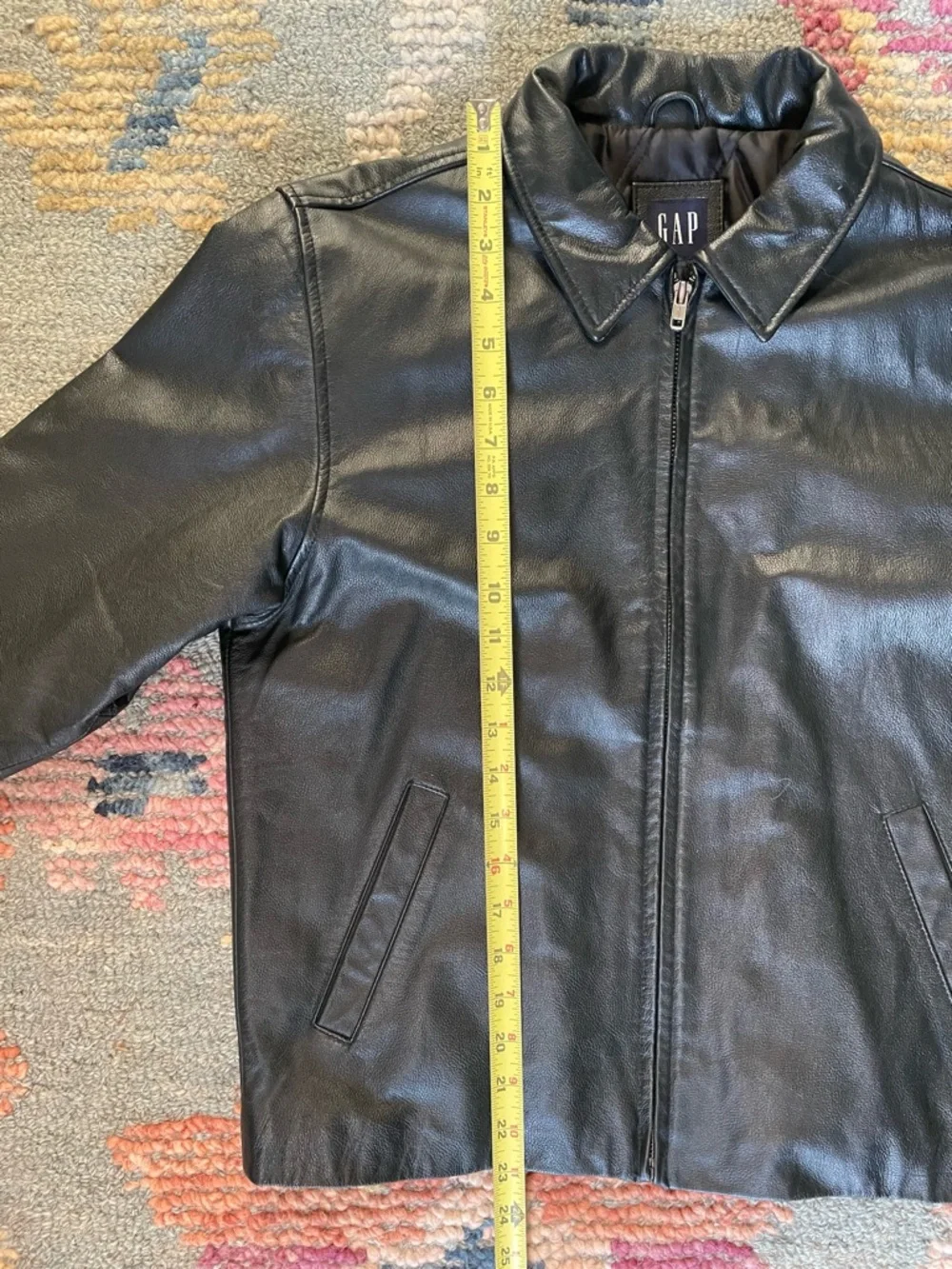 VINTAGE GAP Black Leather Zip-Up Jacket Kids Boy’s Size 10 L Y2K